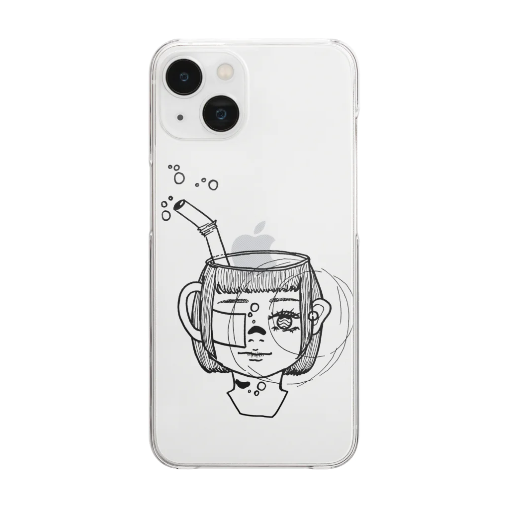 とんちゃの片耳イヤホン(白黒) Clear Smartphone Case