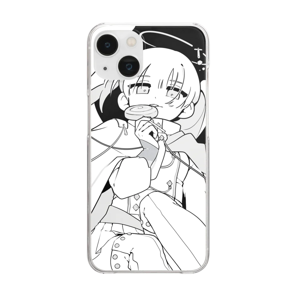 おにぎり畑の何色天使ちゃん（black＆white） Clear Smartphone Case