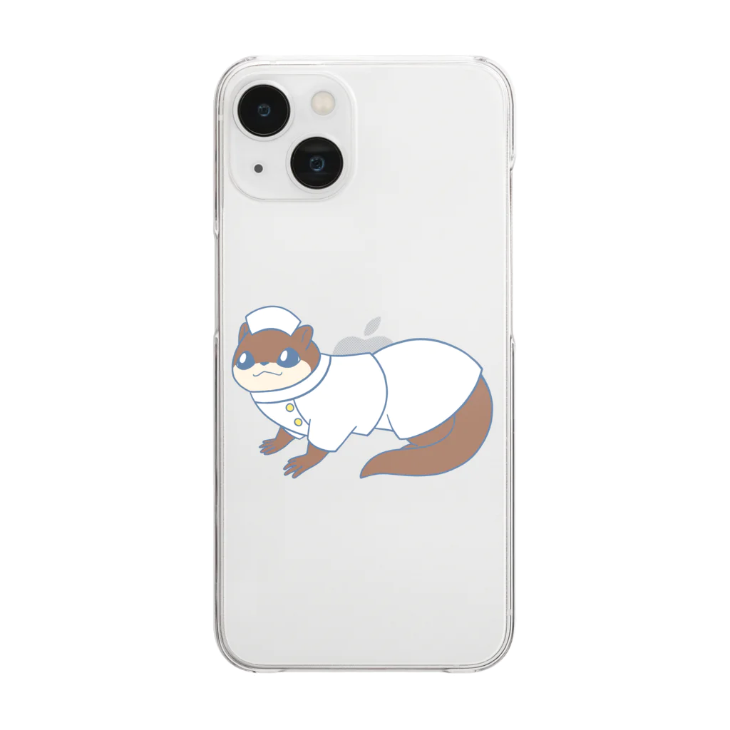 睡魔バクの動物お洋服シリーズ　ナースカワウソ Clear Smartphone Case