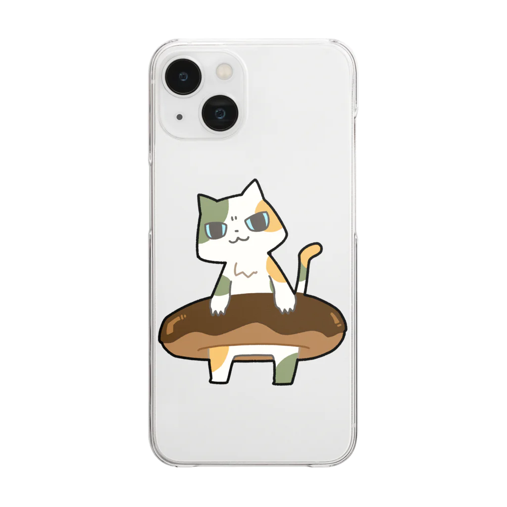 うさやのドーナツをゲットしてご満悦の猫 Clear Smartphone Case