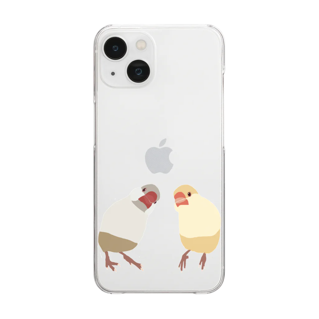 おしゃれぶんちょうのクリーム文鳥×クリームイノ文鳥 Clear Smartphone Case