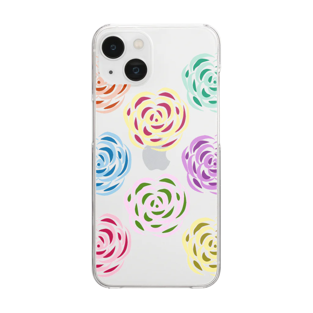 かわいいものと、ふしぎなものたちのまるいお花　たくさん Clear Smartphone Case