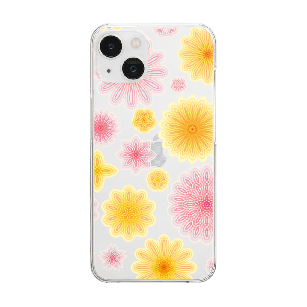 kimchinの華やかな色合いの花柄 Clear Smartphone Case