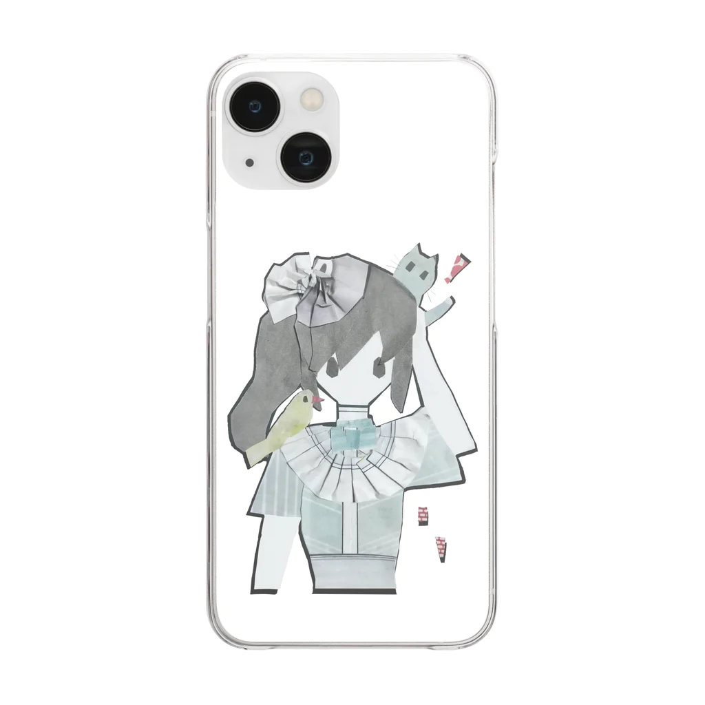 もあのねこの切り貼り絵 女の子 Clear Smartphone Case