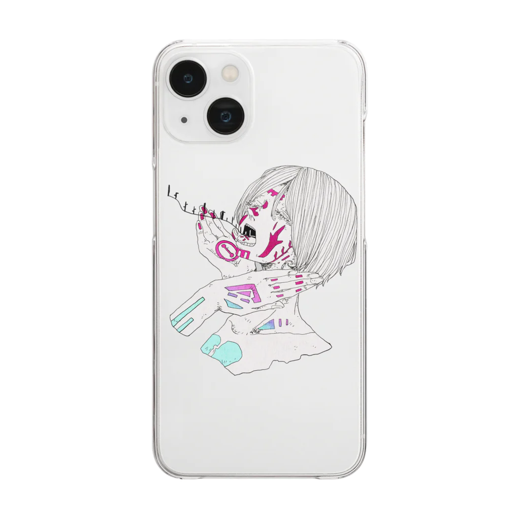 ショカキの紅蒼グラデ上人女 Clear Smartphone Case