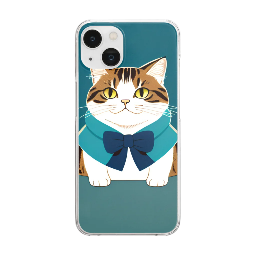 猫子猫の賢そうな猫 Clear Smartphone Case