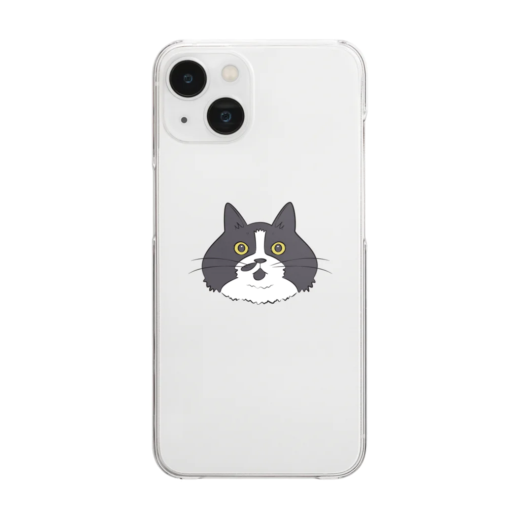 もふもふはちわれずの片髭ハチ子 Clear Smartphone Case