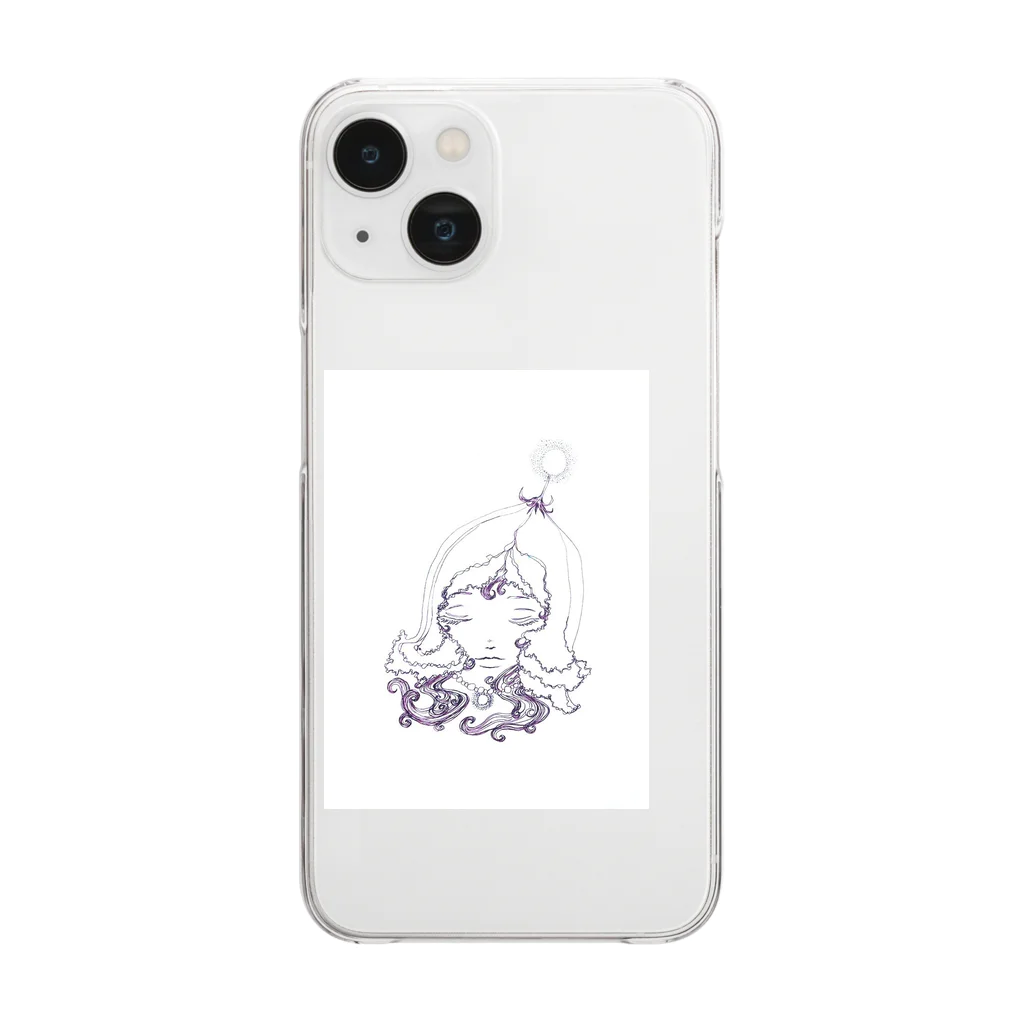 塩バターの春待ちちゃん 線画ver. Clear Smartphone Case