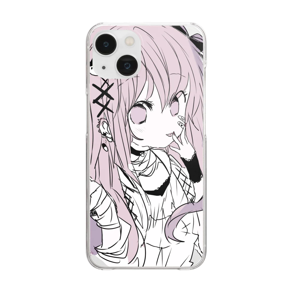 blossomのピンク✖紫系の地雷女の子 Clear Smartphone Case