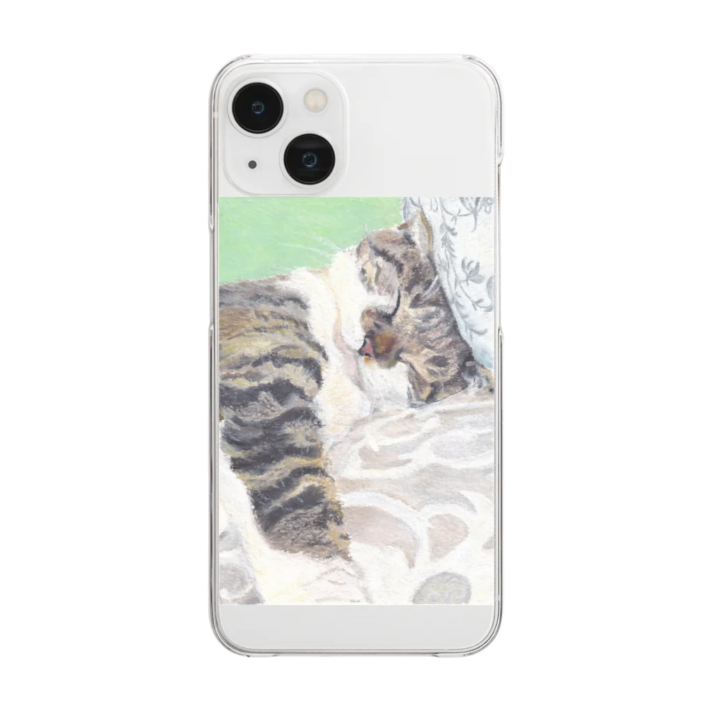 みるきち【ペットイラストアーティスト】のおやすみねこ① Clear Smartphone Case