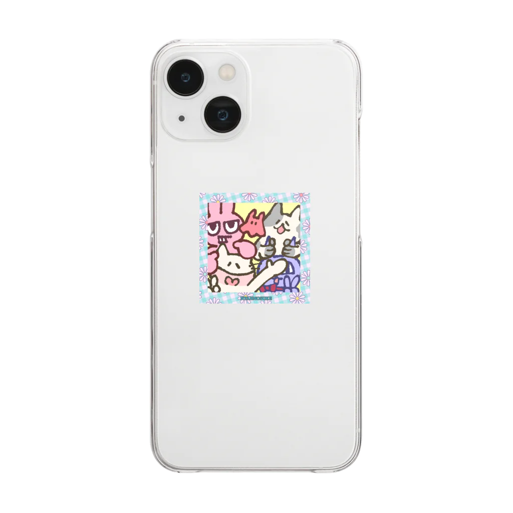 山田にゃんの介のみんなでプリクラ💫 Clear Smartphone Case