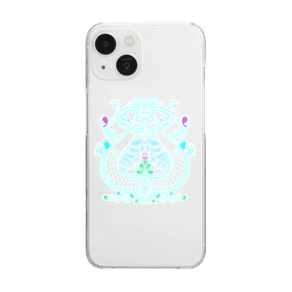 ちゃすみんwith Dragon&Angelのツイン龍Dragon light blue Clear Smartphone Case