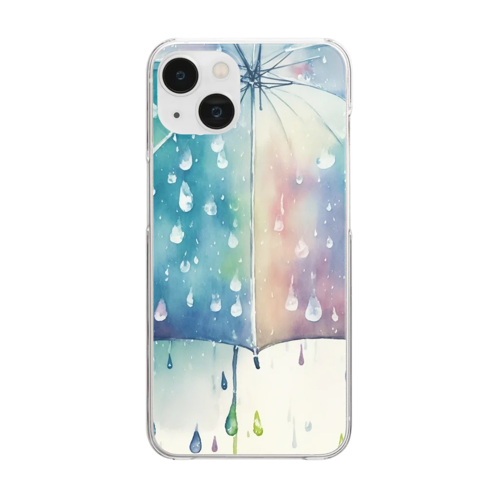 ぽけの水彩風雨の風景 Clear Smartphone Case