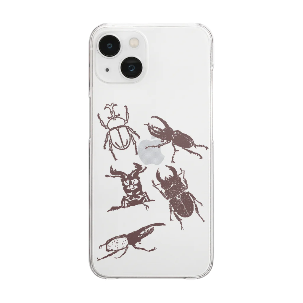 23_drawingのカブトムシとクワガタ Clear Smartphone Case