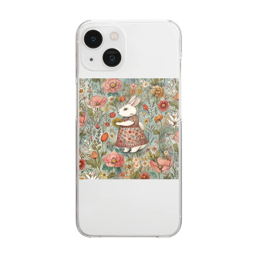 天道虫のVintage Bunny Clear Smartphone Case