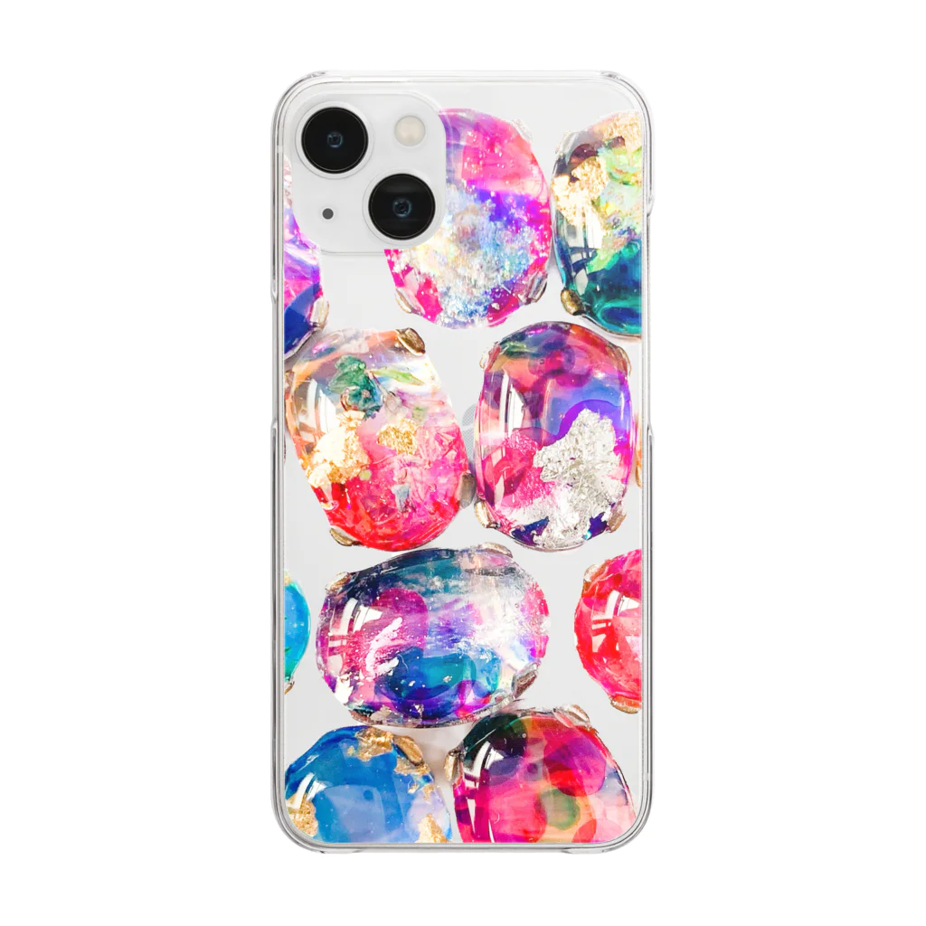 黄紫-キムラサキ-/kimurasakiのInk Drops Clear Smartphone Case