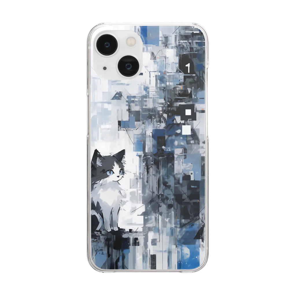 たゆたゆの白黒猫 Clear Smartphone Case