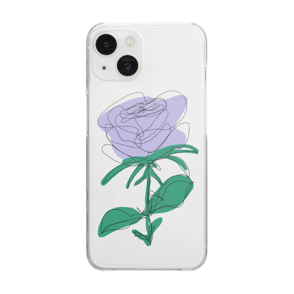 サラスシのmy ROSE パープル Clear Smartphone Case