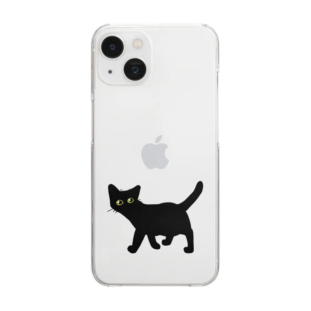 猪猫の黒猫のくろまめ Clear Smartphone Case