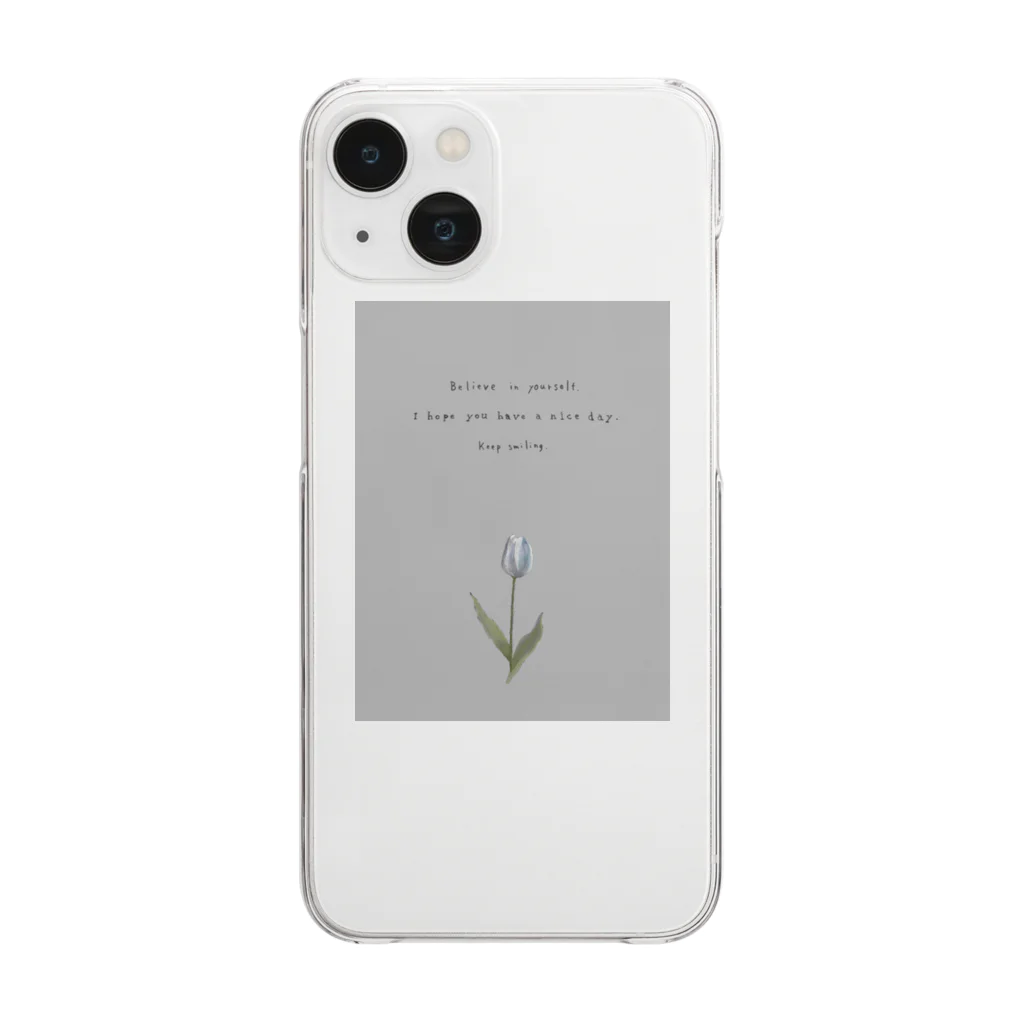 rilybiiのTULIP, white gray blue . Clear Smartphone Case