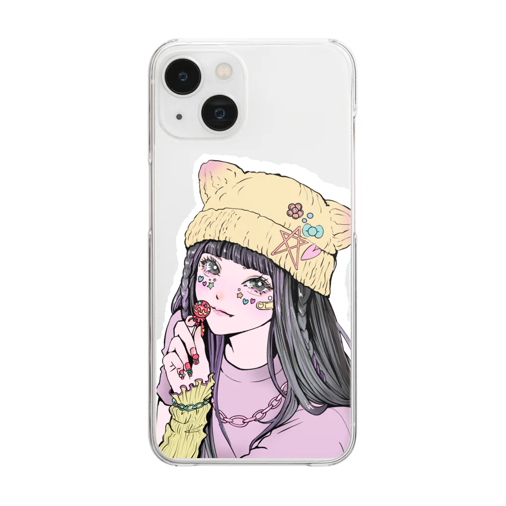 MIORI STOREの猫耳ちゃん Clear Smartphone Case