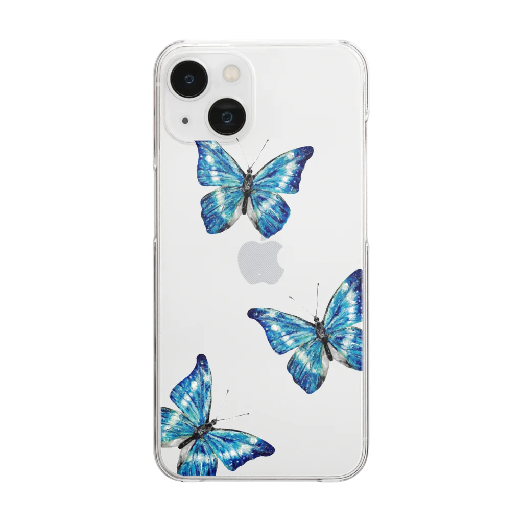 neruの油彩画「Blue butterfly」 Clear Smartphone Case