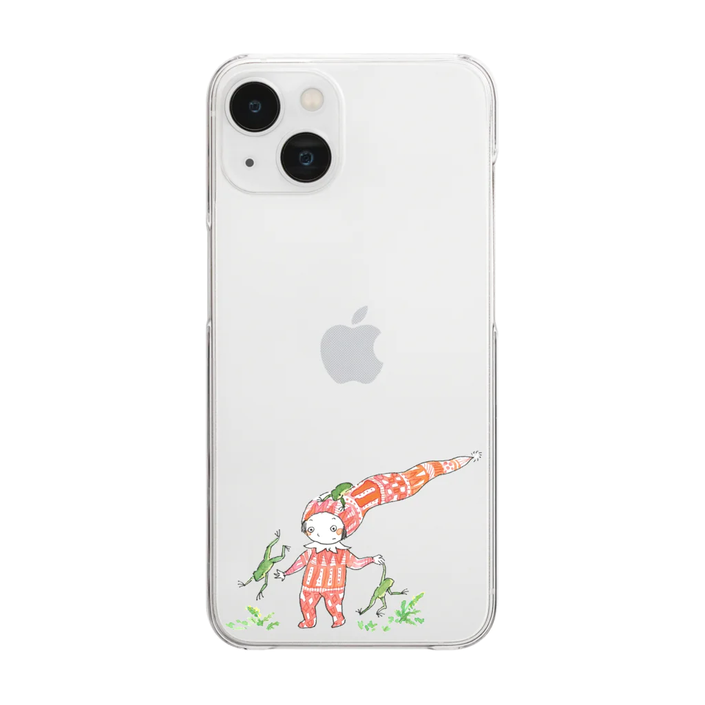 Kumiko_muro_illustration🐸のカエルと仲良し Clear Smartphone Case