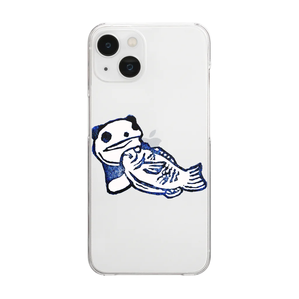 やまのうえのきのこのお店　～きのこ&パンダ～のNEW「たい焼きを食べるパンダ」 Clear Smartphone Case