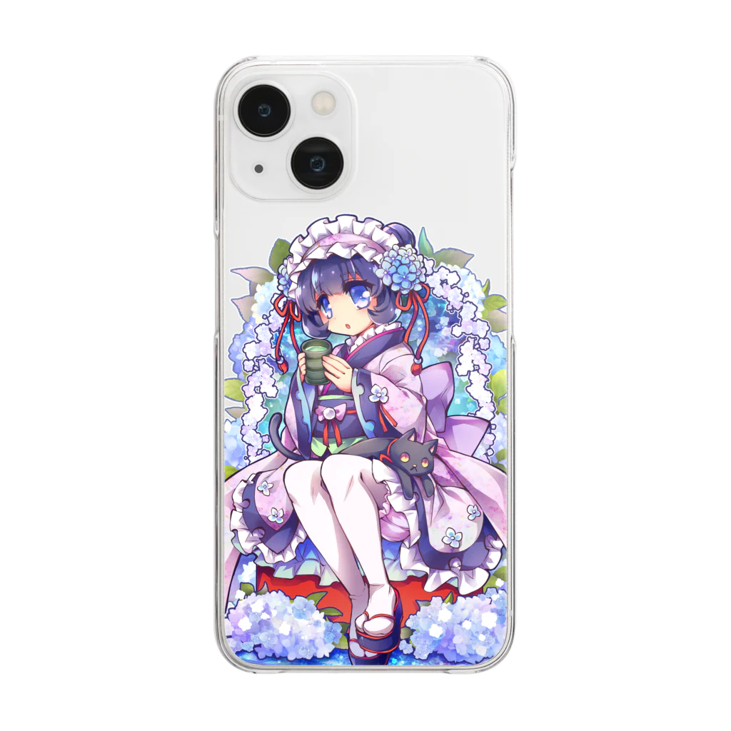 月蝕ざっか店＠SUZURIの君は紫陽花-Ms.Hydrangea☂️ Clear Smartphone Case