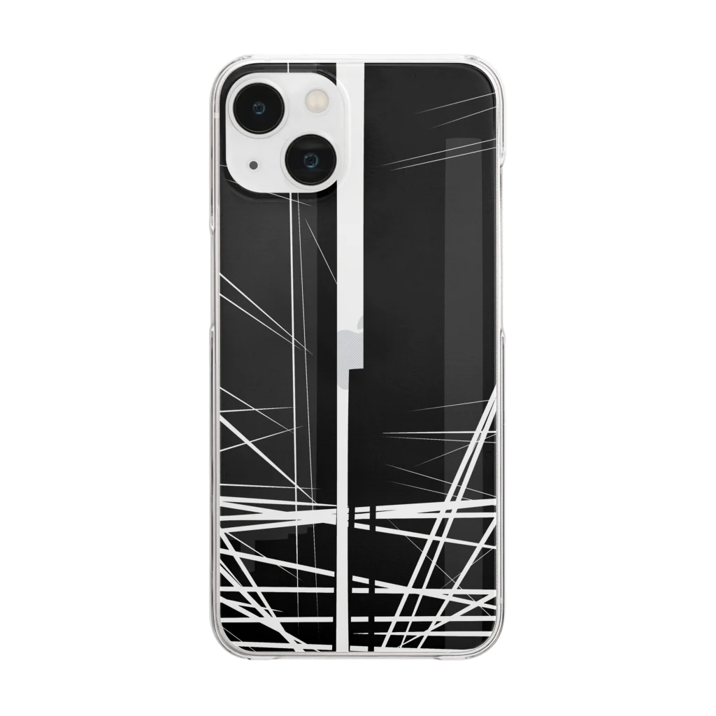 【松】黒金アートこぎん和紙和柄の96005黒シリーズblack Clear Smartphone Case