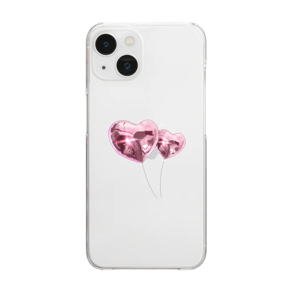 honey_86のピンクのハートの風船 Clear Smartphone Case