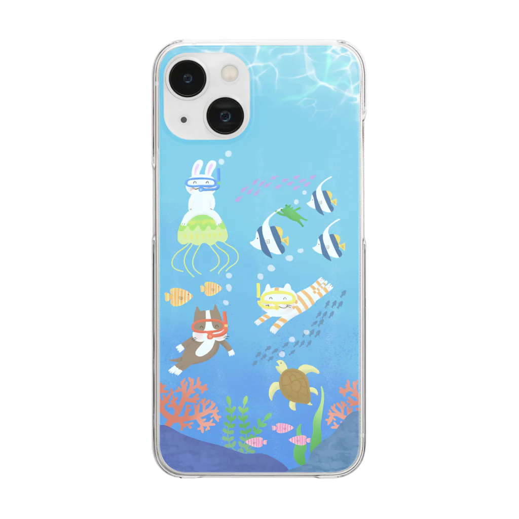 カワラリマーの仲良しトリオのダイビング　スマホケース Clear Smartphone Case