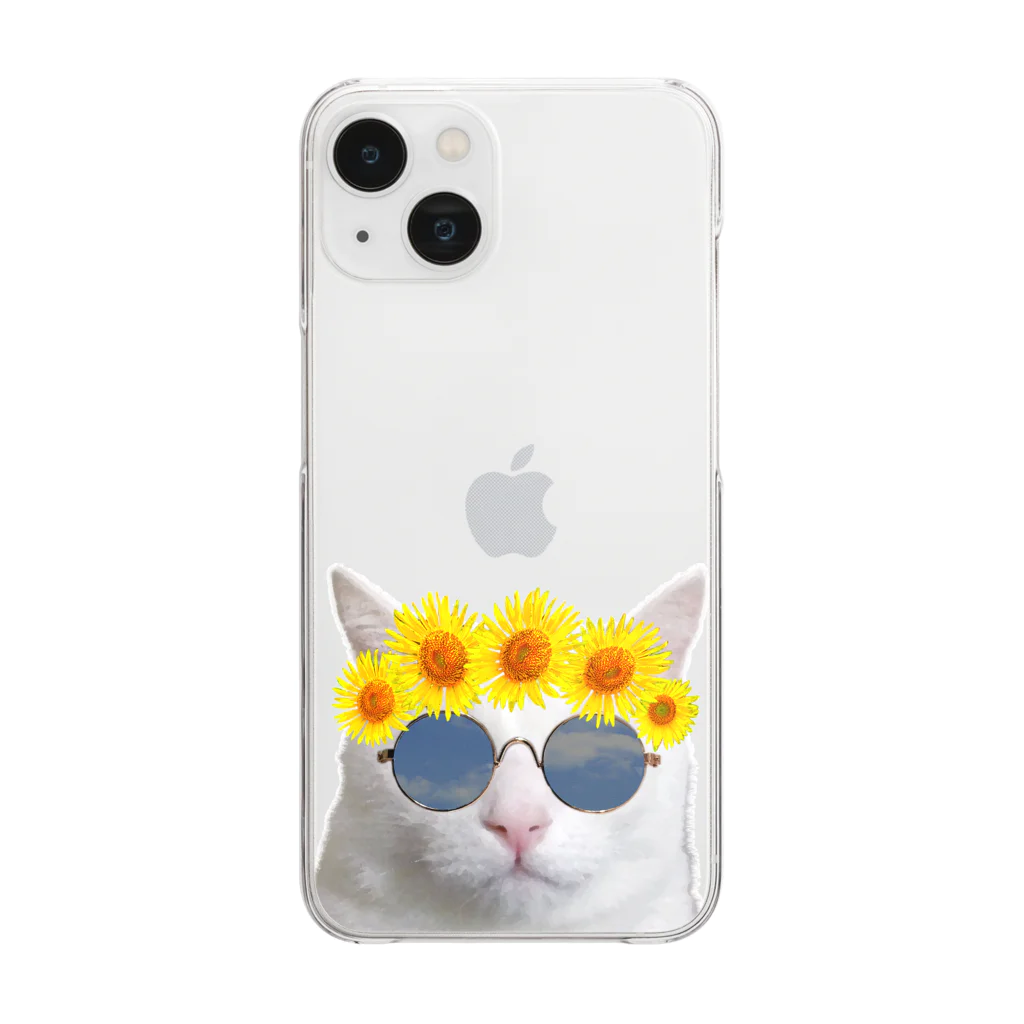 mechaの夏を満喫する猫　背景無し Clear Smartphone Case