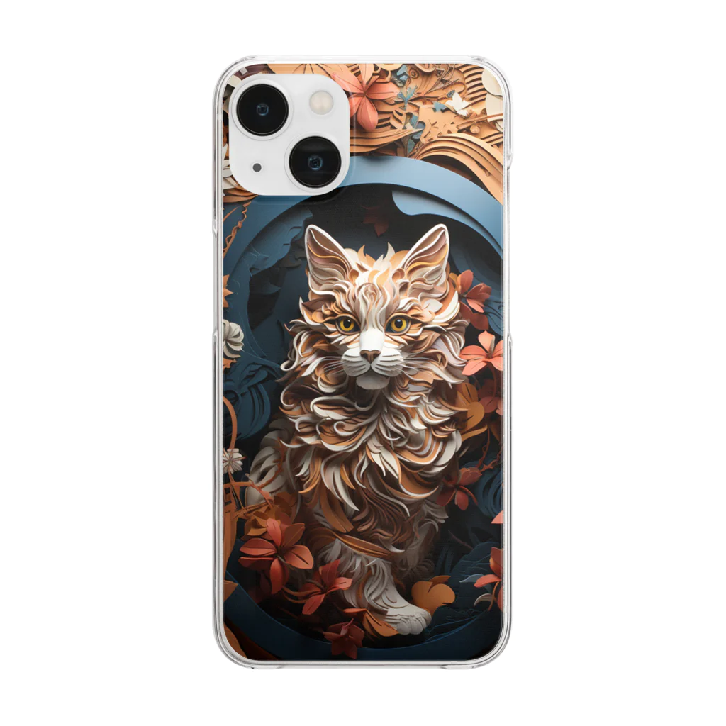 ANIMAL WORLDのペーパーアート Selkirk Rex Clear Smartphone Case