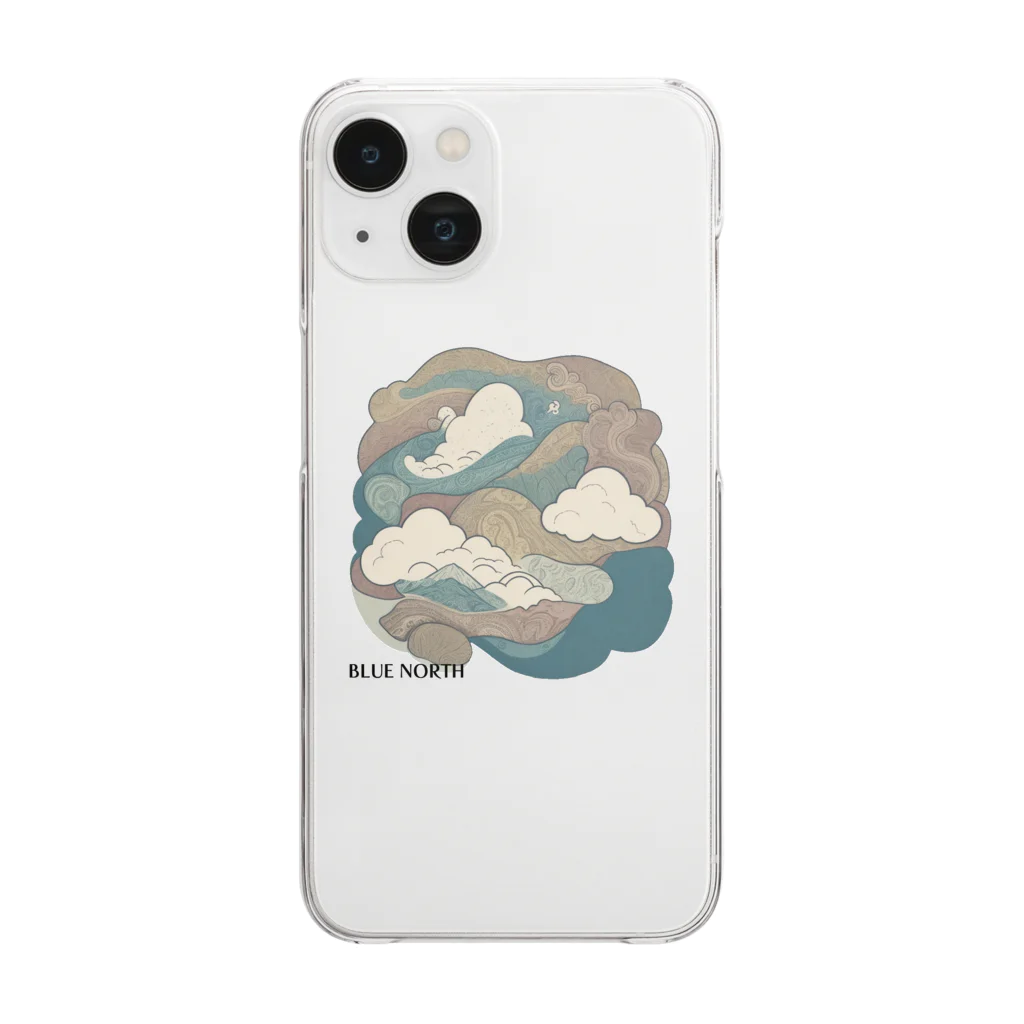 aokitaの【BLUE NORTH】空模様デザイン Clear Smartphone Case