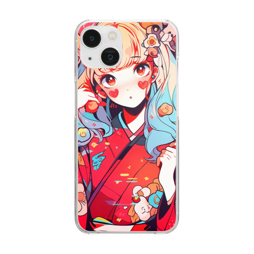 edo aiのKIMONO CAT OTOME SERIES 着物猫乙女シリーズ013 Clear Smartphone Case