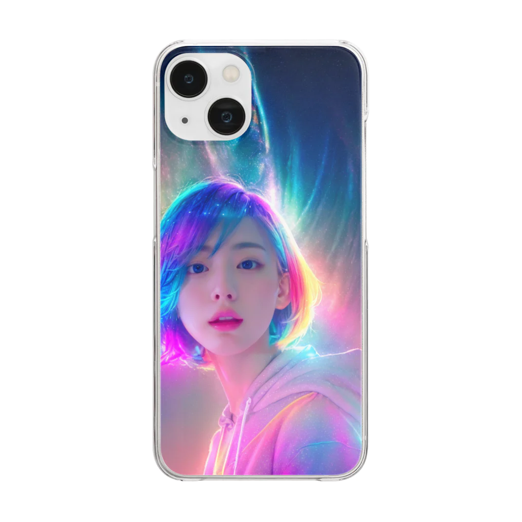 僕は大丈夫のショップのneon hair girl #15 Clear Smartphone Case