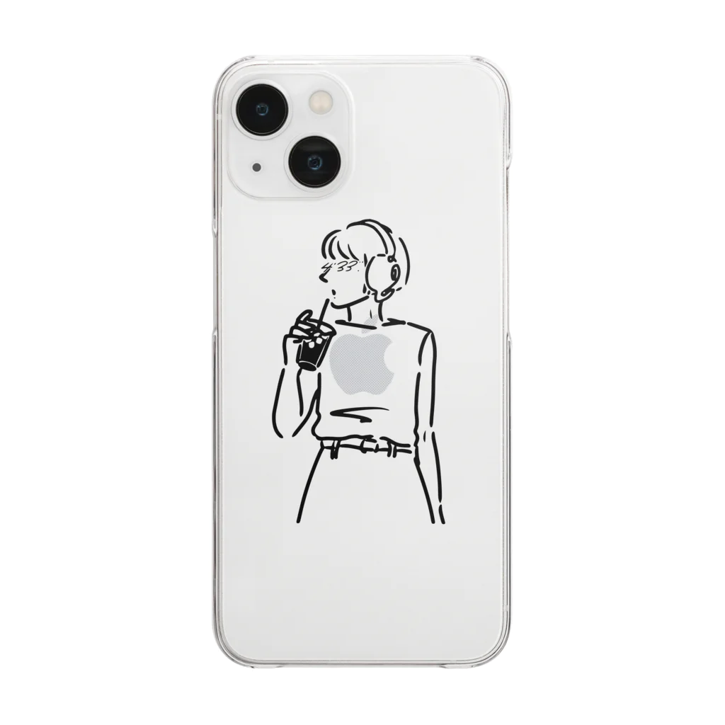 4'33"./ヨンサンサンのコーヒーカップフォンガール(ショートボブ) Clear Smartphone Case