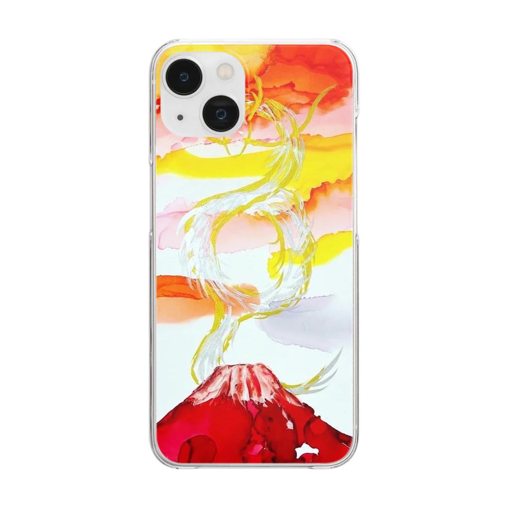 Healingcolor art椿の開運赤富士と金龍✨ Clear Smartphone Case