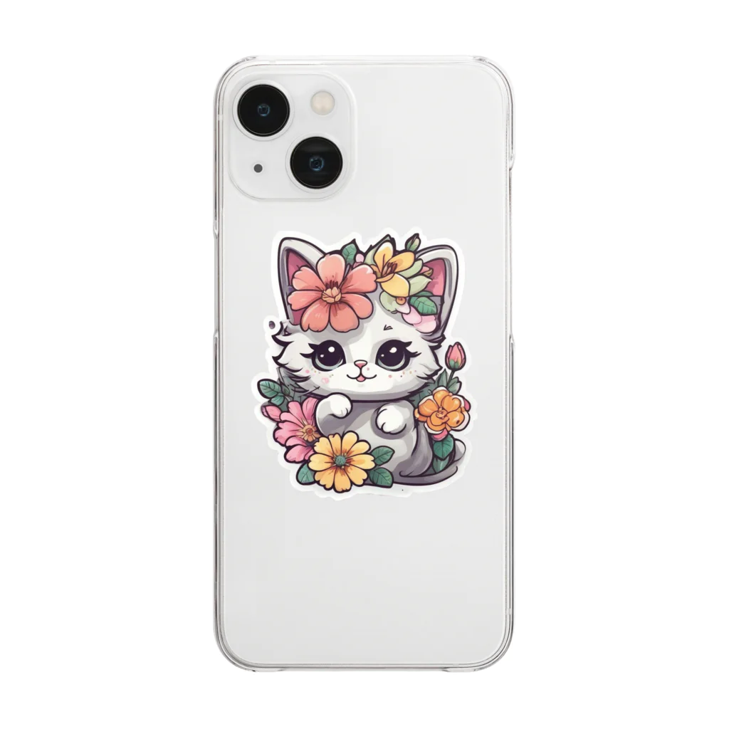 キュートアートショップの猫のイラスト Clear Smartphone Case