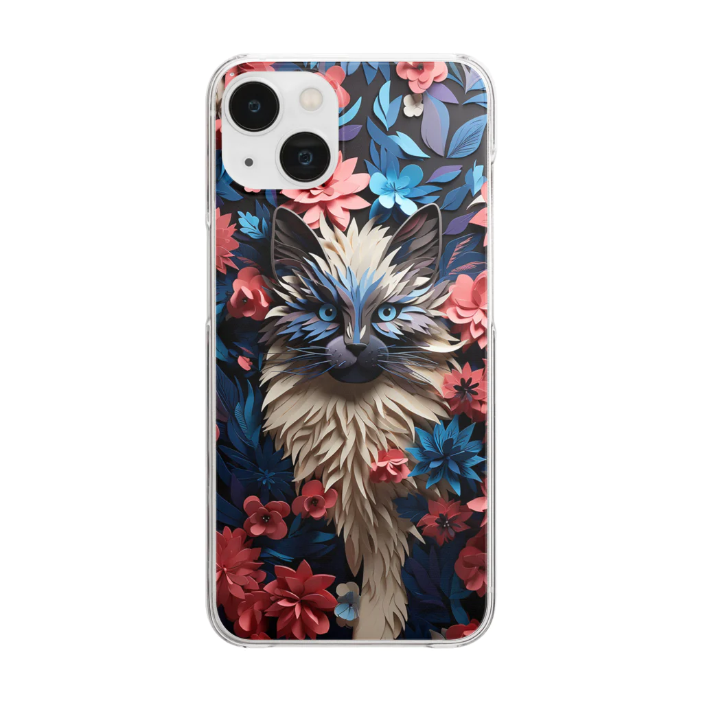 ANIMAL WORLDのペーパーアート Ragdoll Cat Clear Smartphone Case