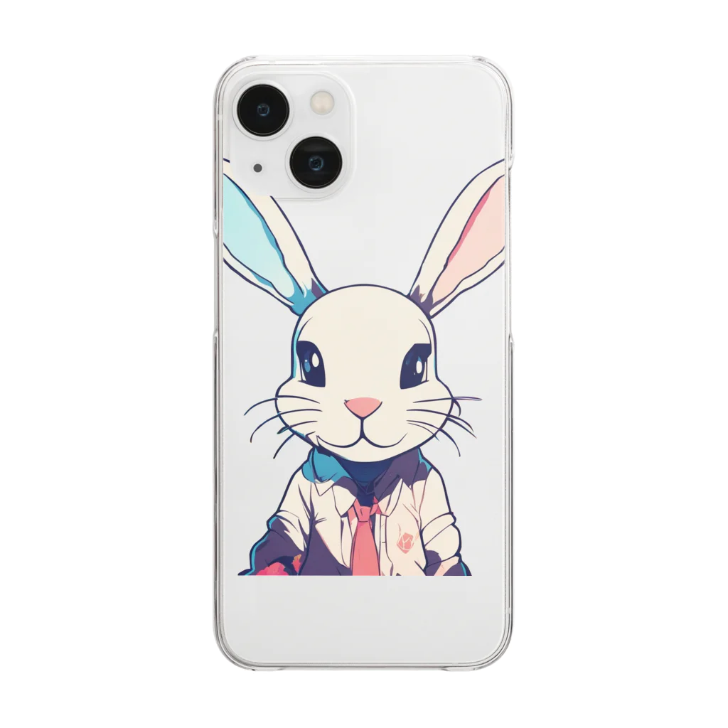 ロゴ屋さんのアニメーションうさぎ Clear Smartphone Case