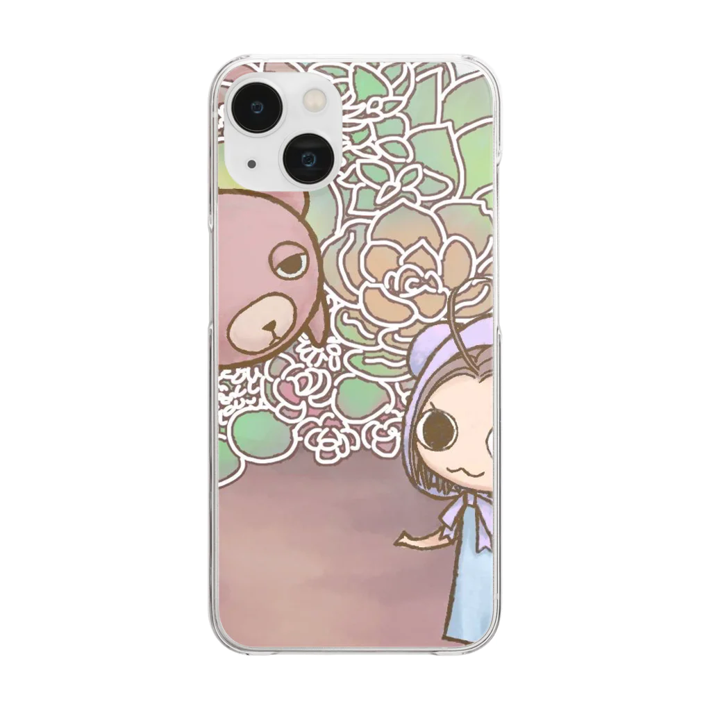 べあぐらのべあぐら　Succulent Clear Smartphone Case