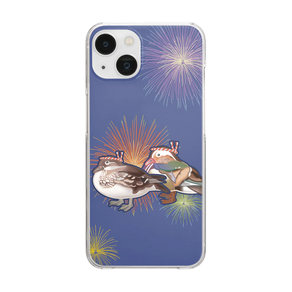 やちよ｜リアル鳥イラストのはちまき鳥_オシドリ夫婦 Clear Smartphone Case