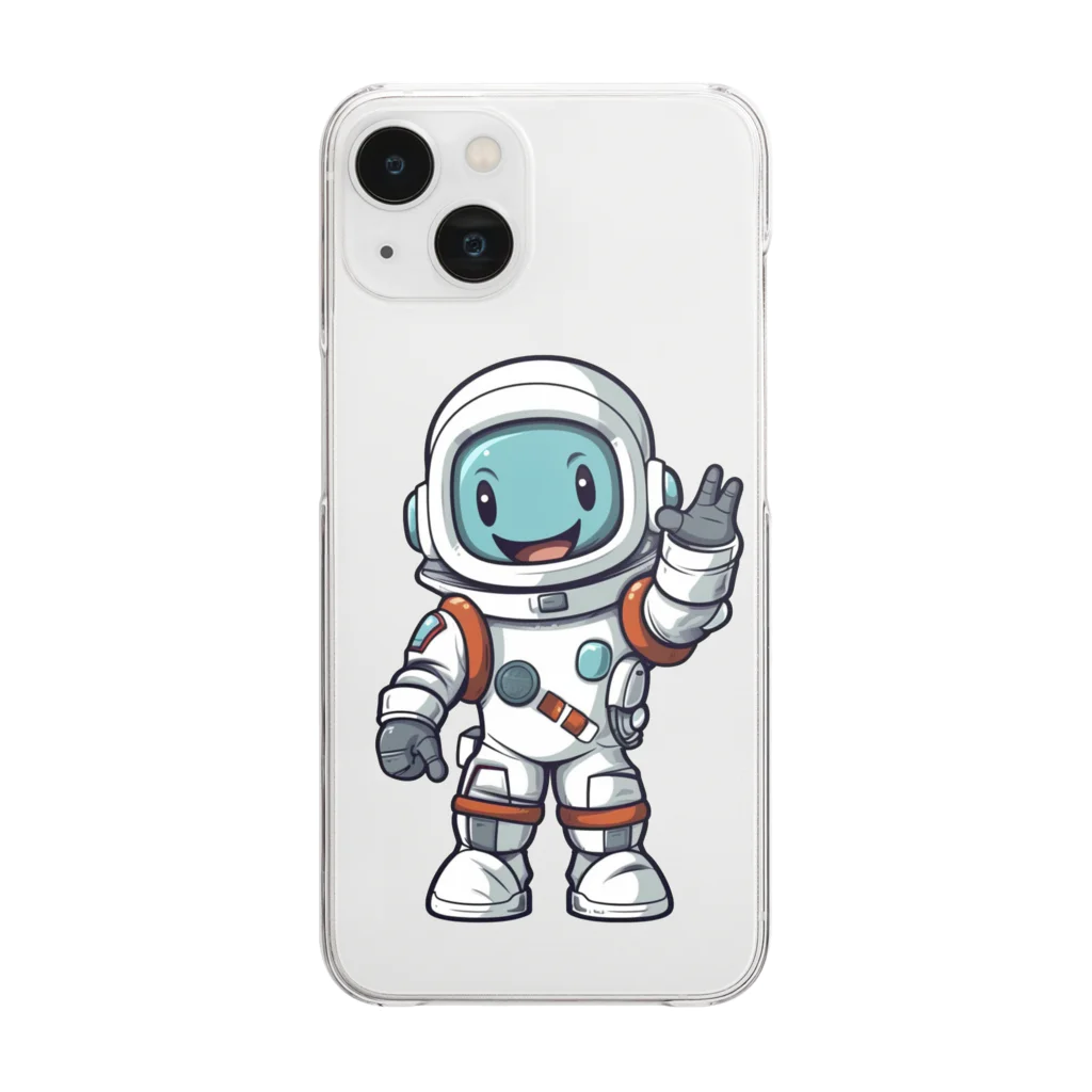 Vasetti_pressの手を振る宇宙飛行士 Clear Smartphone Case