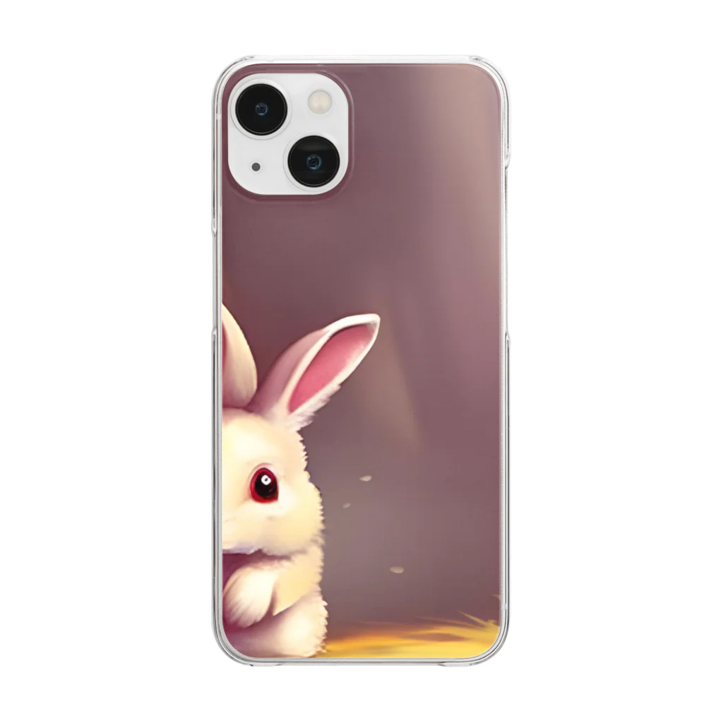 幸せアートワールドのふさふさうさぎ Clear Smartphone Case