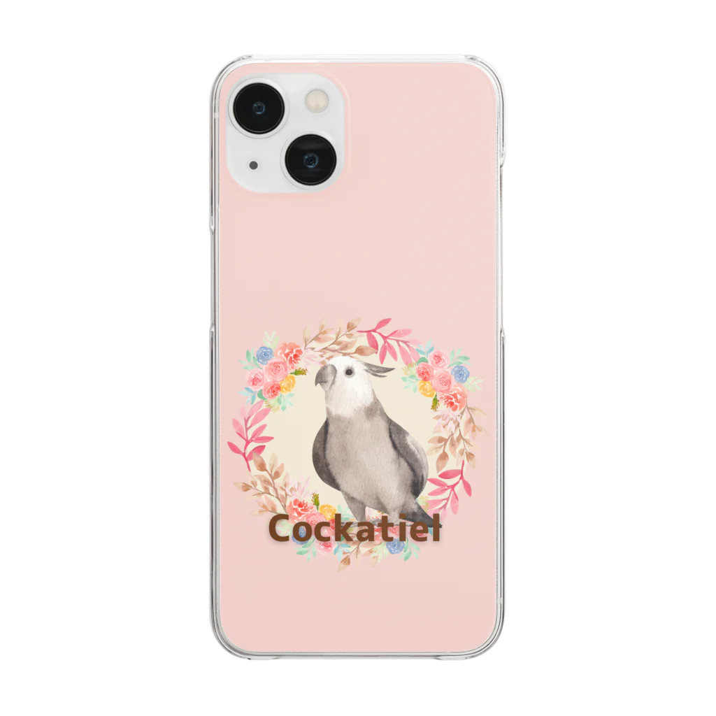 甘えん坊オカメインコのピンクとオカメインコ Clear Smartphone Case