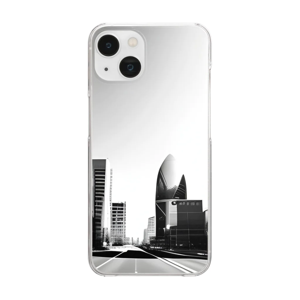 animaltennensuiの都市の鼓動：白黒で描くアーバンスケープ Clear Smartphone Case