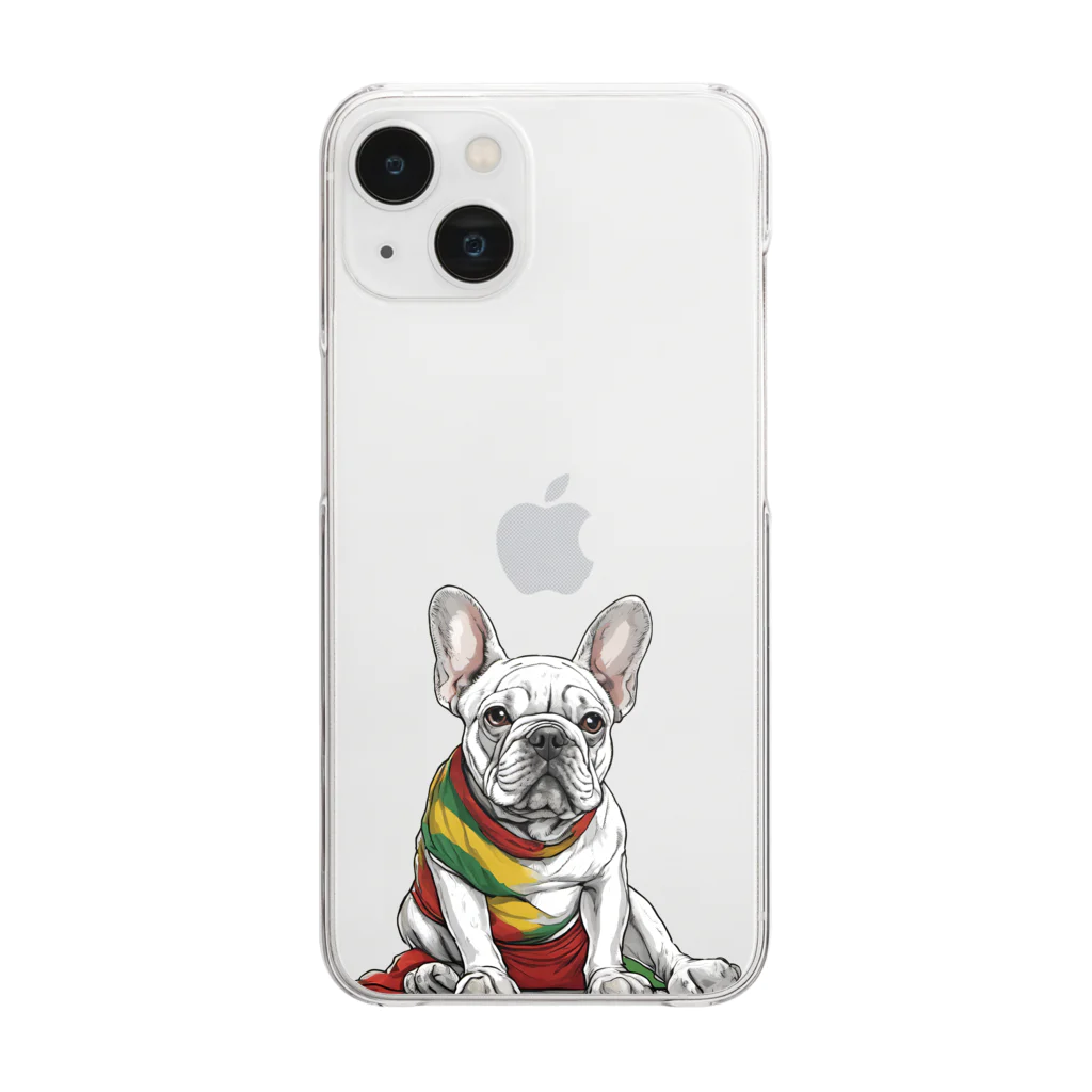 Frenchie-Rasta DoggのFrenchie-Rasta Dogg Clear Smartphone Case