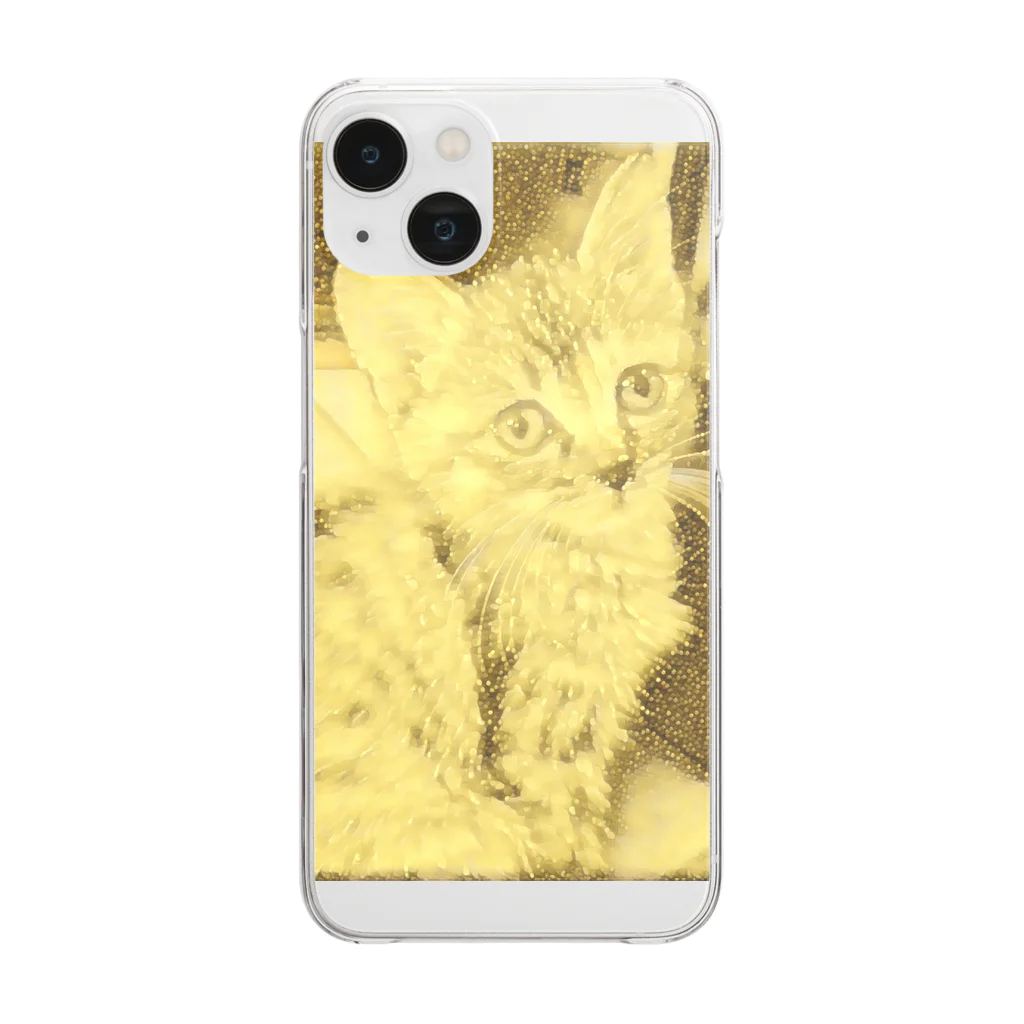 金色猫のキラキラネコ Clear Smartphone Case